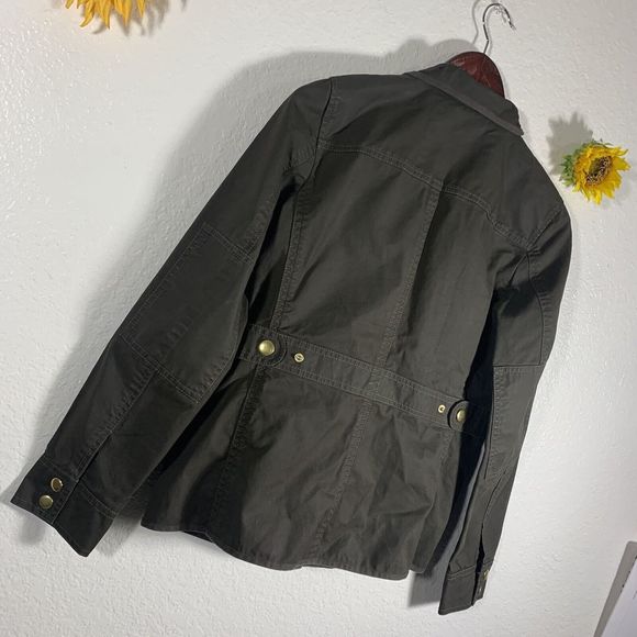 J. Crew Resin Coated Twill Field Olive Green Jacket XS Women’s - Picture 10 of 15